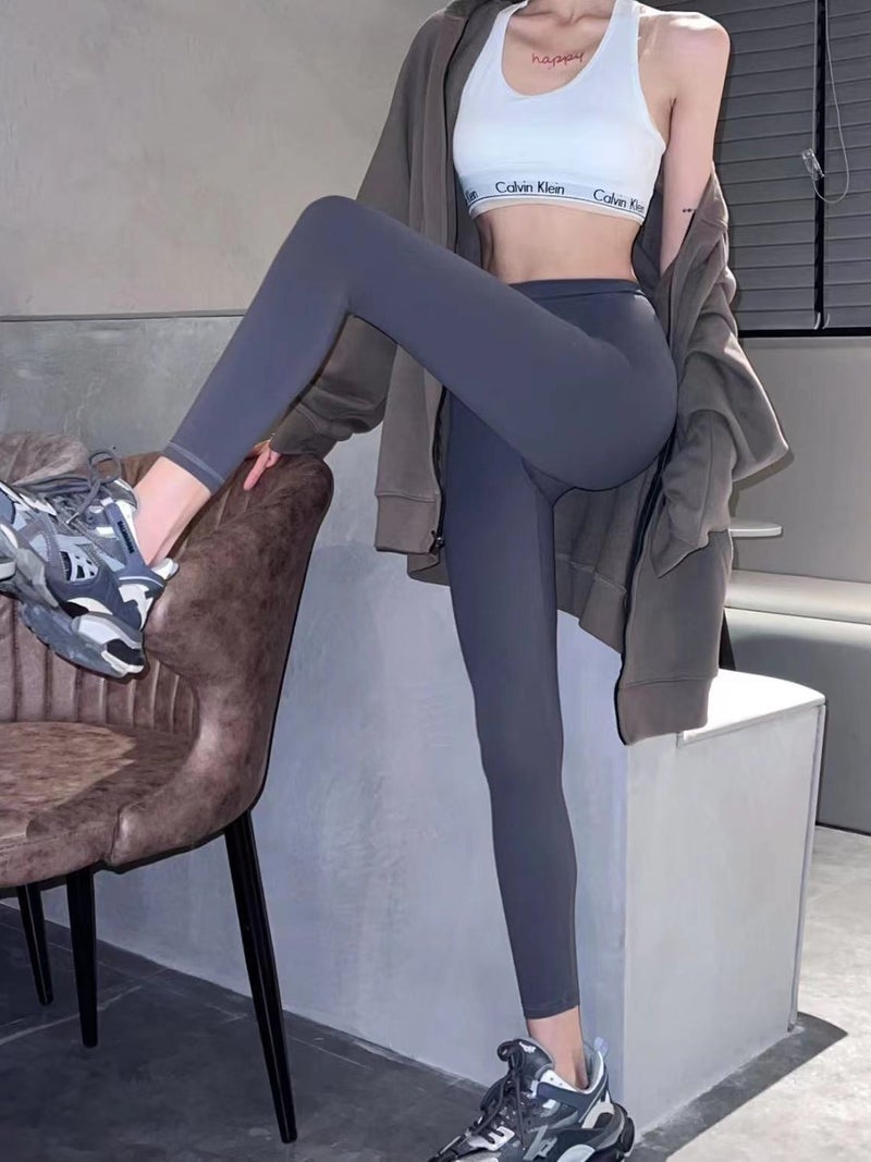 Lulu Same No Embarrassment Line Yoga Pants Cropped Pants Naked Tight Hip Exercise Fitness Yoga Leggings - Image 3